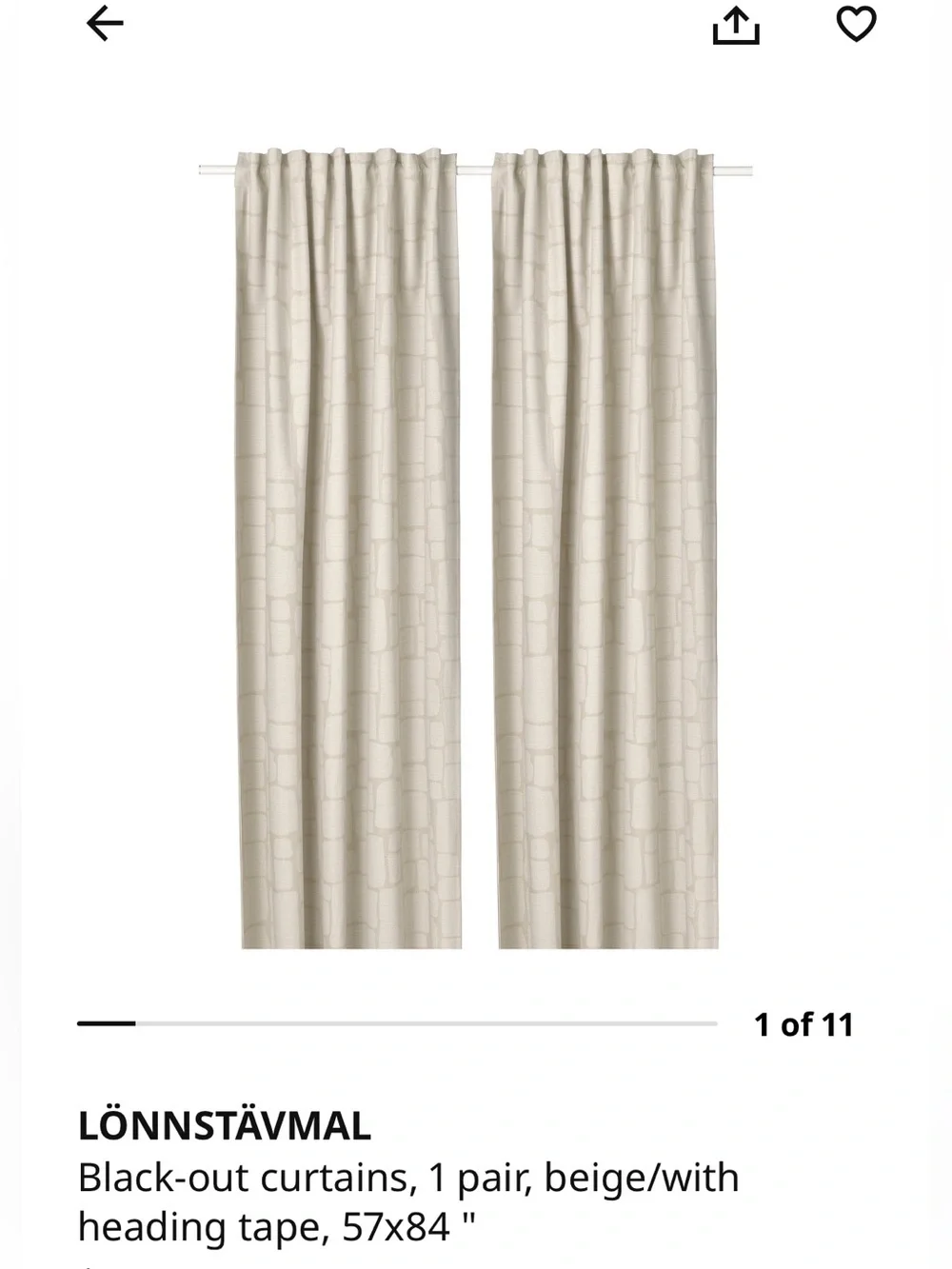 Beige Blackout Curtain Pair from IKEA